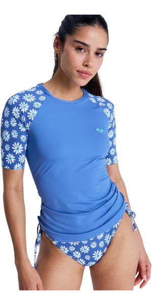 2026 Roxy Womens The Classic Lycra Short Sleeve Rash Vest ERJWR03899 - Dutch Blue Flower Soul Small